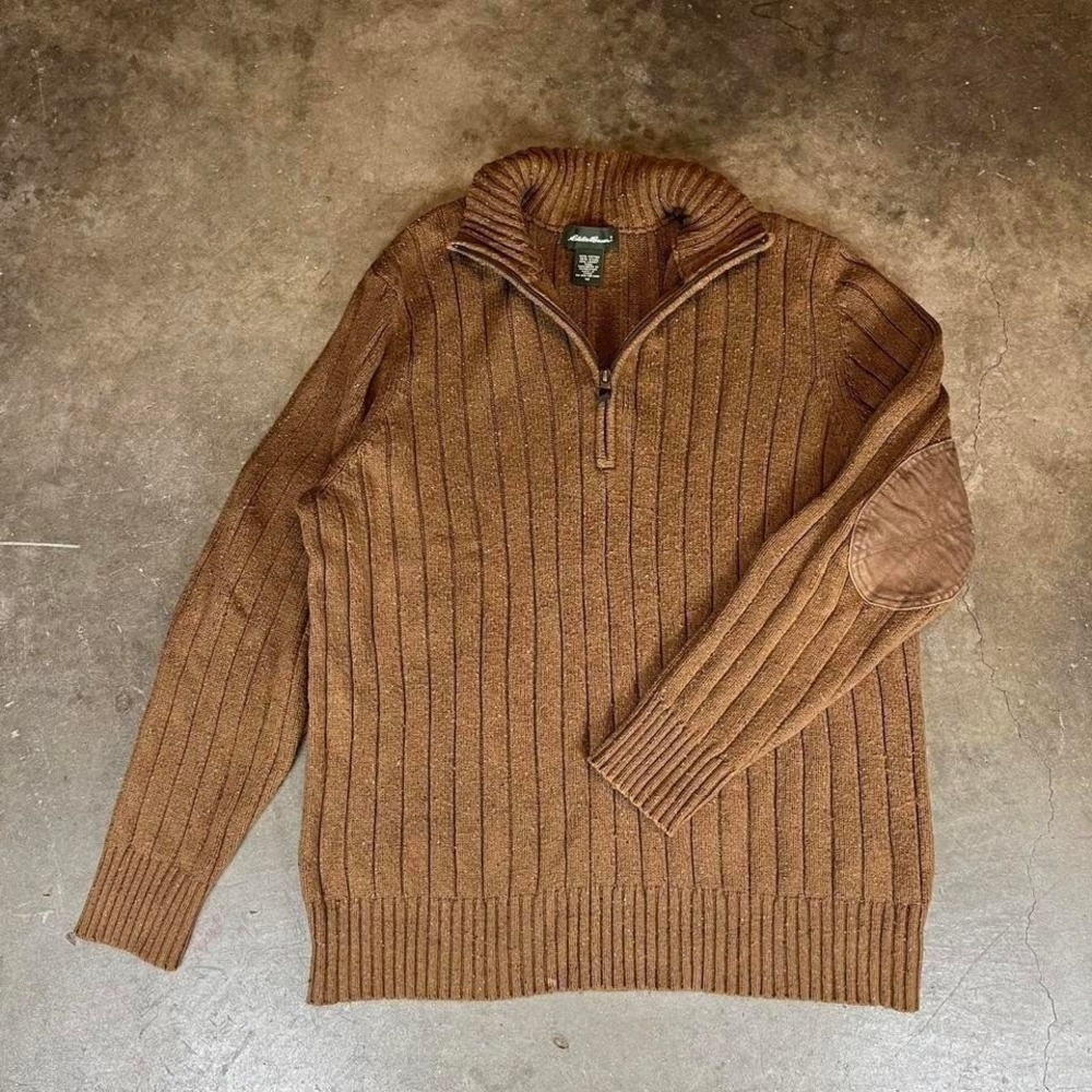 Eddie Bauer brown quarter zip sweater Men's size medium